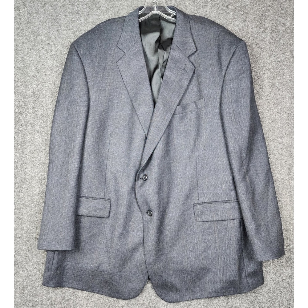Joseph Feiss Blazer Mens‎ 50R Grey Windowpane Two Button Sport Coat M407 50R